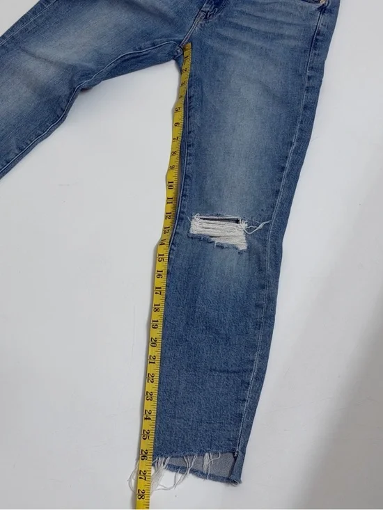 MOTHER The Looker Ankle Step Fray Jeans 26 Distressed Raw Hem High Rise - Picture 10 of 14